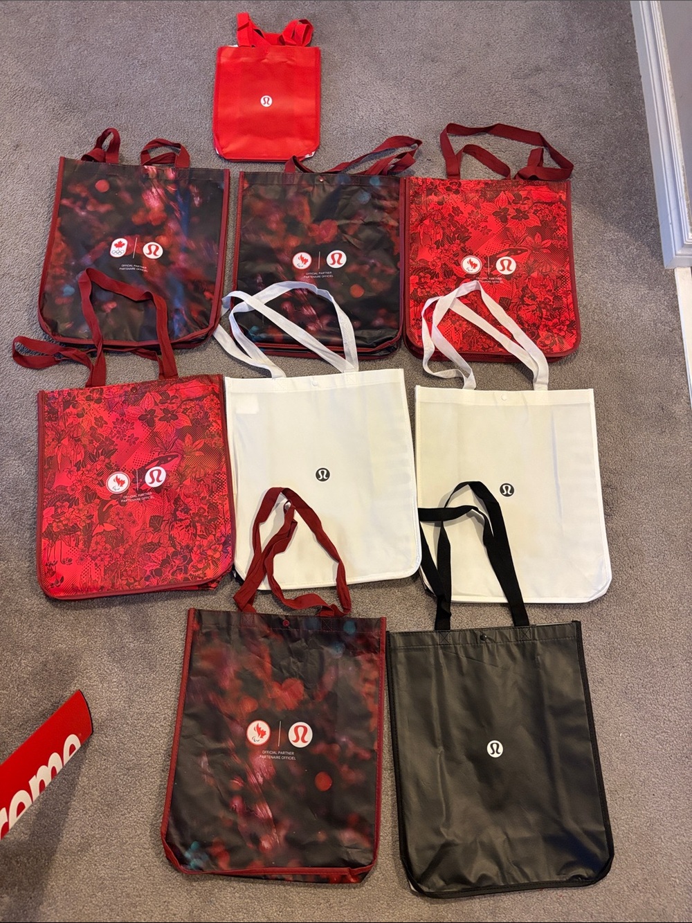 lululemon athletica Red, Black & White Assorted Tote Bag Lot